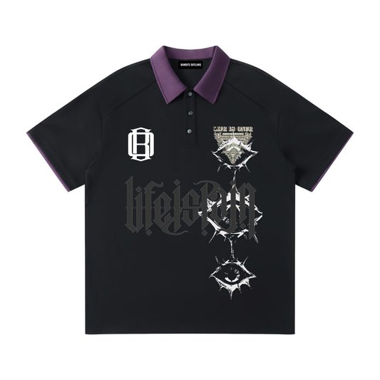 Contrast Collar Raglan Polo Shirt