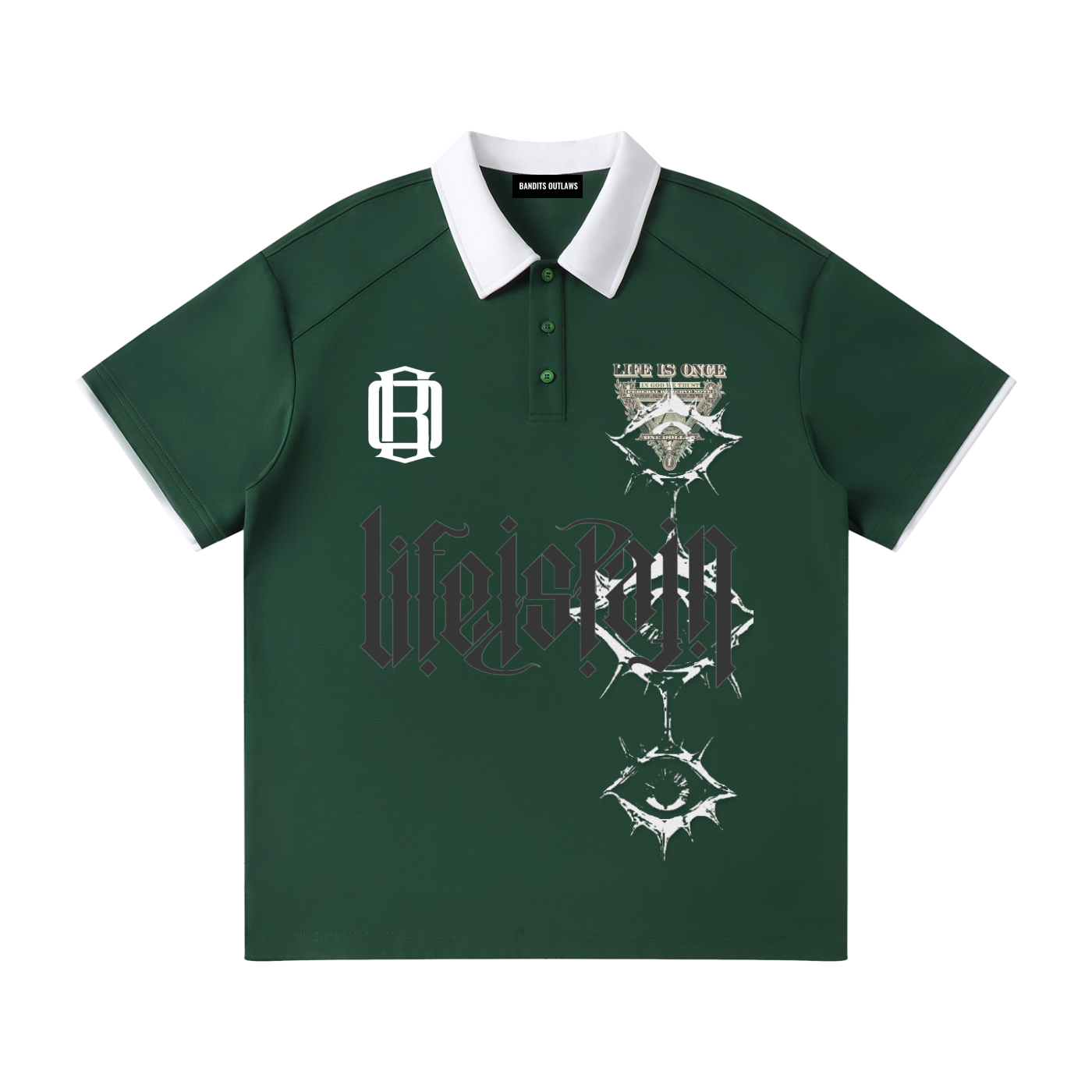 Contrast Collar Raglan Polo Shirt