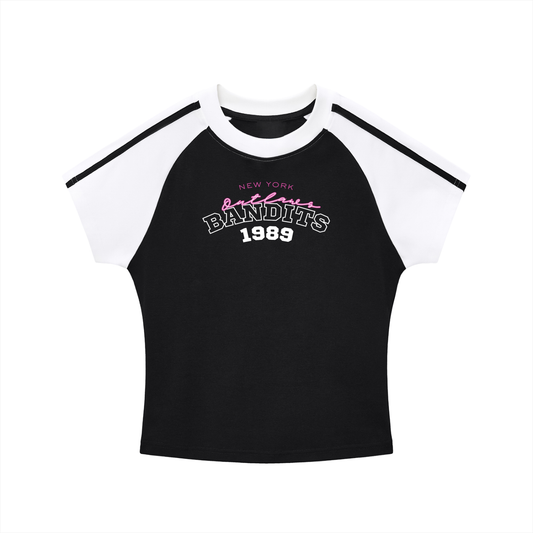 Contrast Stripes Bodycon Raglan  Sleeve T-Shirt