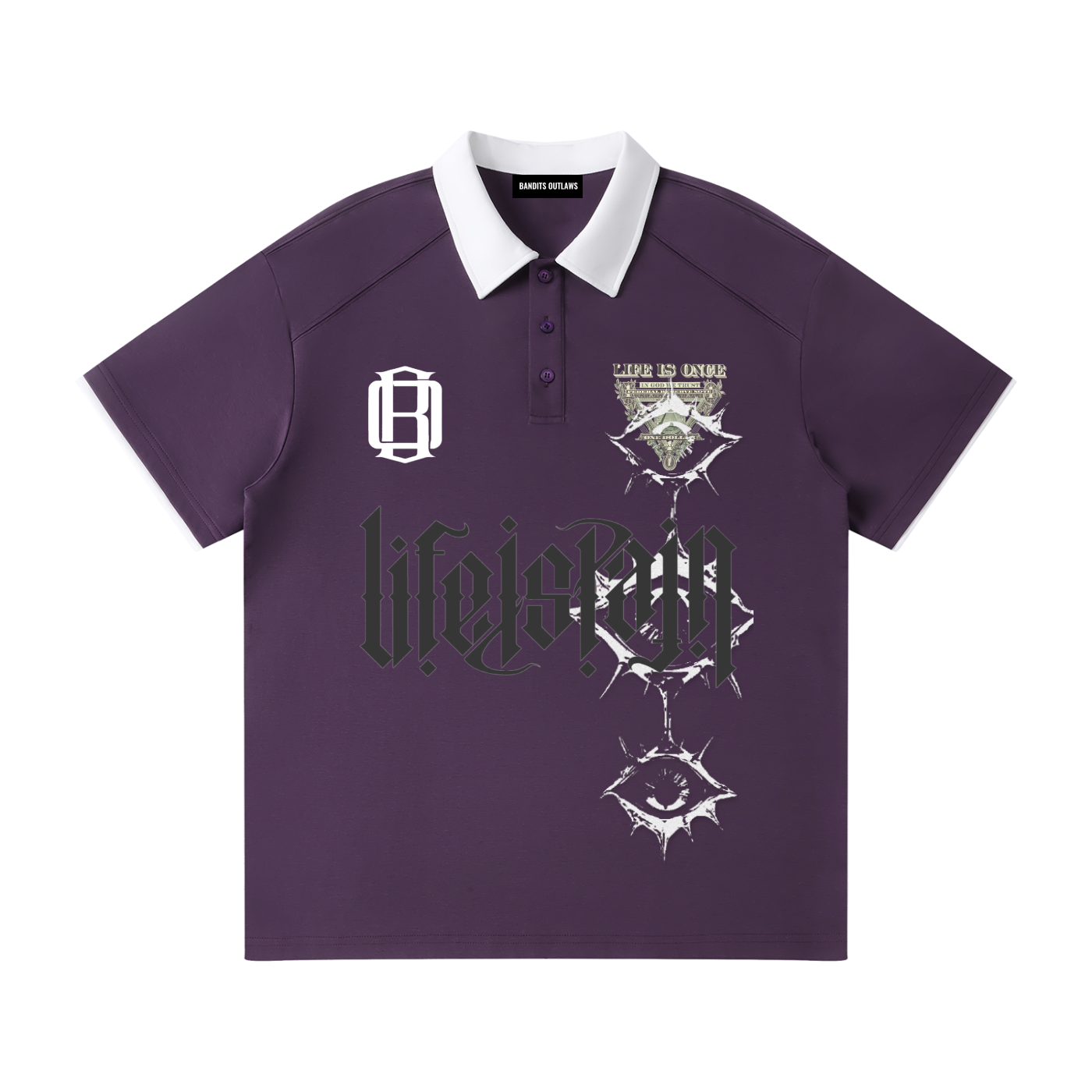 Contrast Collar Raglan Polo Shirt