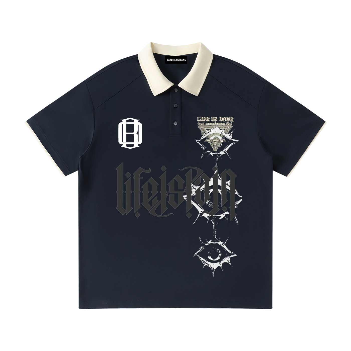 Contrast Collar Raglan Polo Shirt