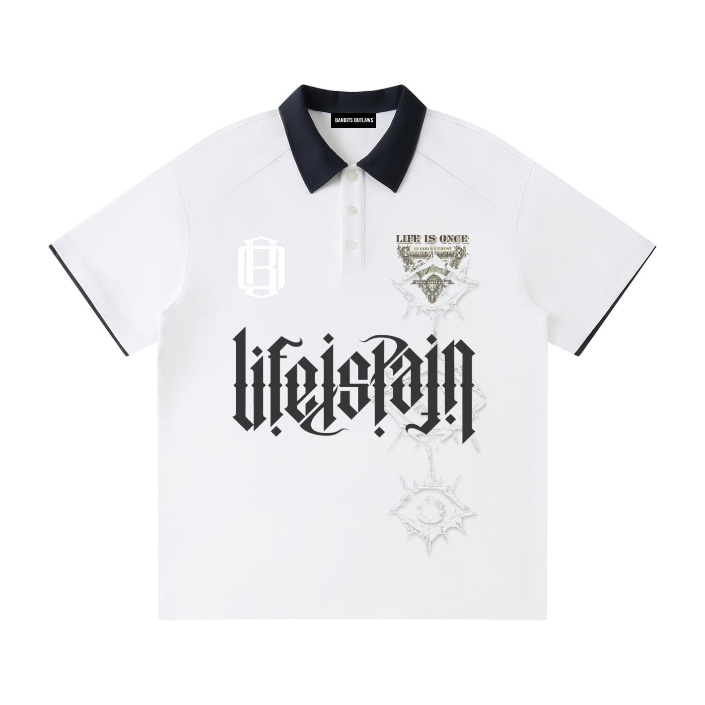 Contrast Collar Raglan Polo Shirt