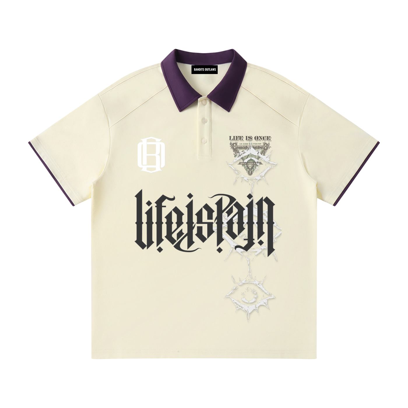 Contrast Collar Raglan Polo Shirt