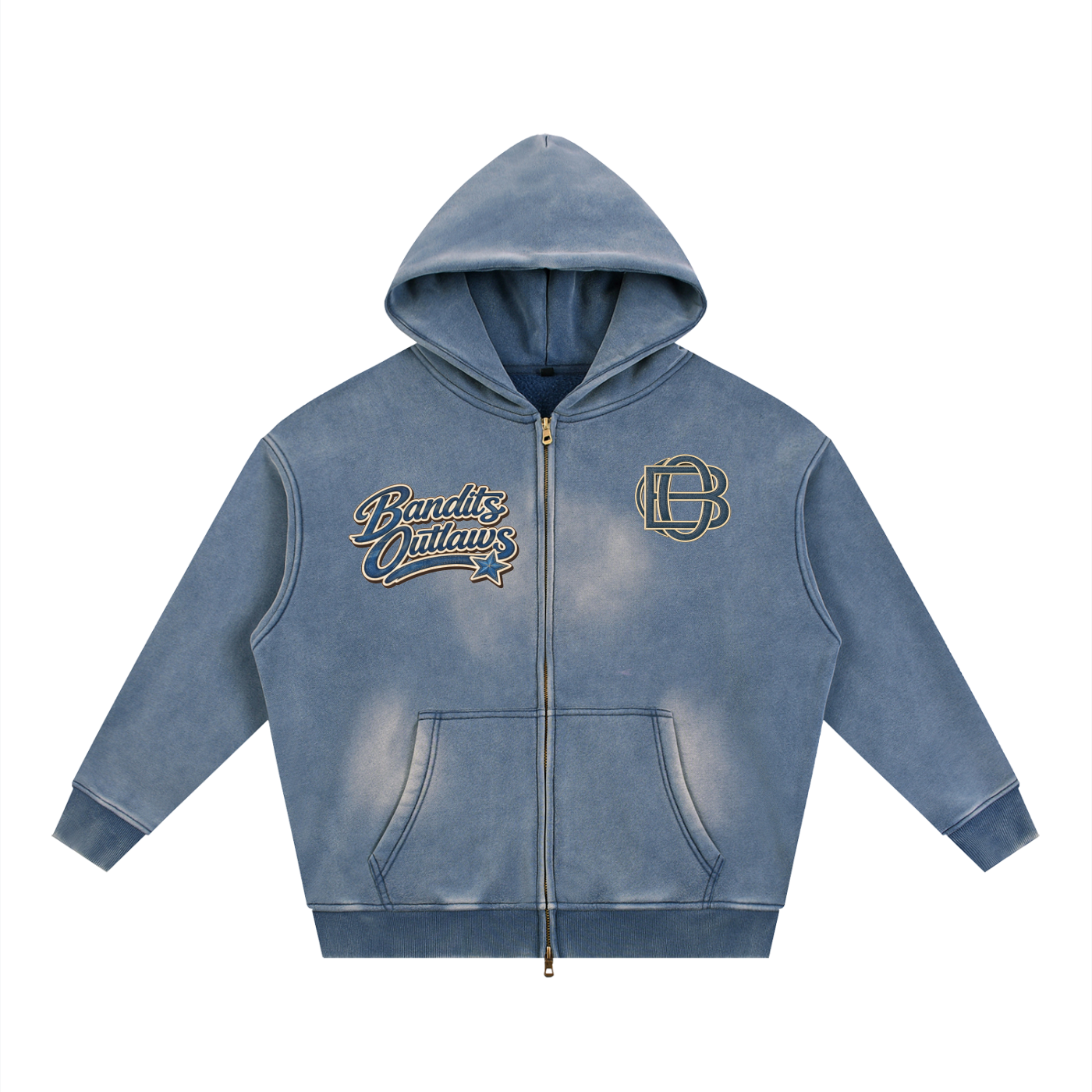 Sunfade Two-way Zipper Boxy Fleece Hoodie