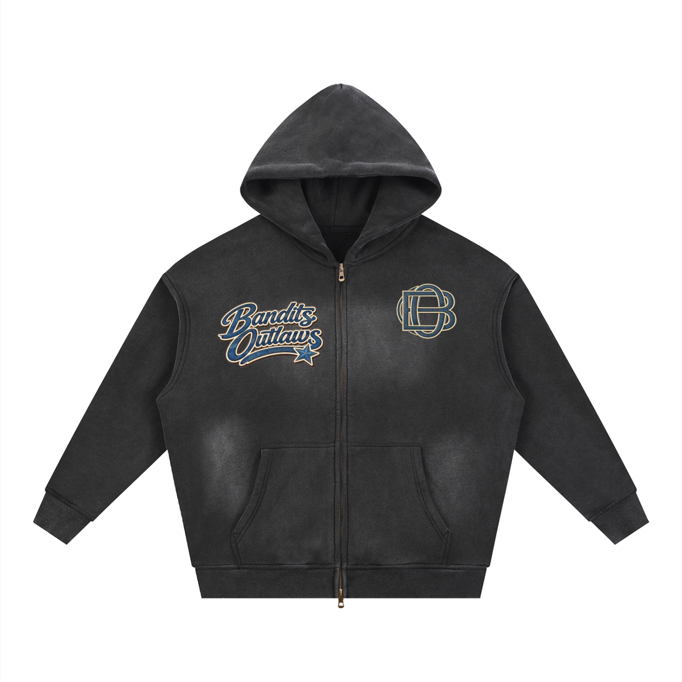 Sunfade Two-way Zipper Boxy Fleece Hoodie